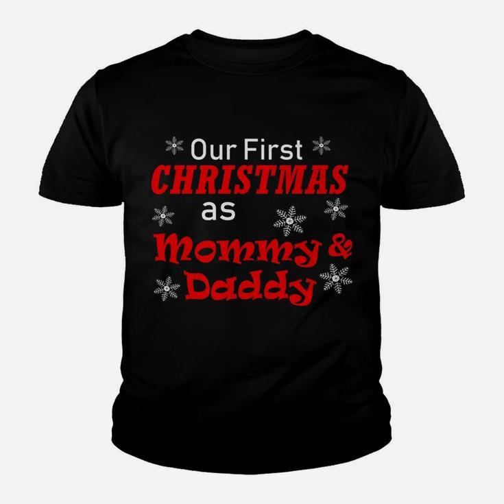 Our First Christmas As Mommy And Daddy Wife Husband Kid T-Shirt