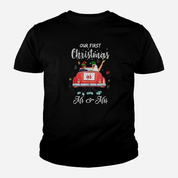 Our First Christmas As Mr And Mrs 2020 Elf Merry Christmas Kid T-Shirt
