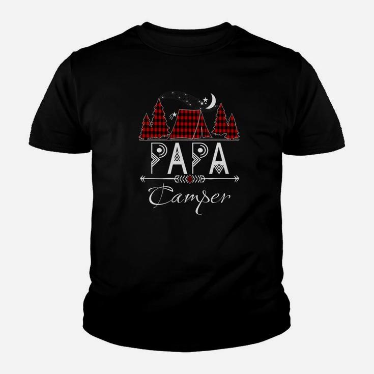 Papa Camping Lover Vacation Lumberjack Plaid Gift Kid T-Shirt