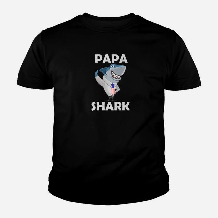 Papa Shark Premium Shirt American Flag Fathers Day Kid T-Shirt