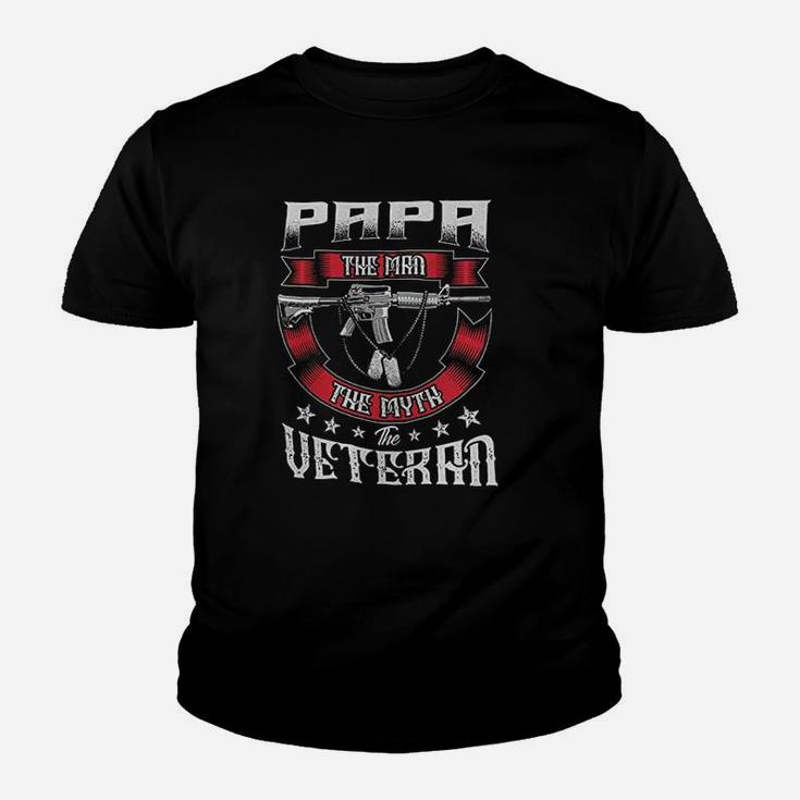 Papa The Man Veteran Dad Kid T-Shirt