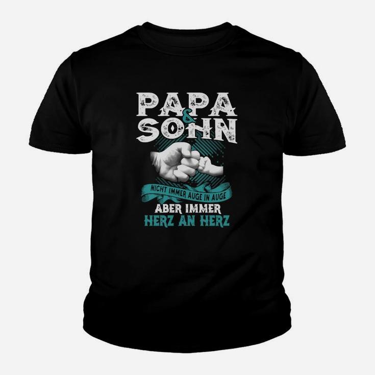 Papa und Sohn Herz an Herz Kinder Tshirt, Motiv Hand in Hand