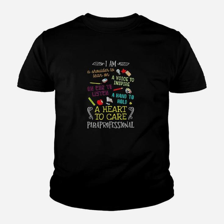 Paraprofessional Heart To Care Paraprofessional Kid T-Shirt