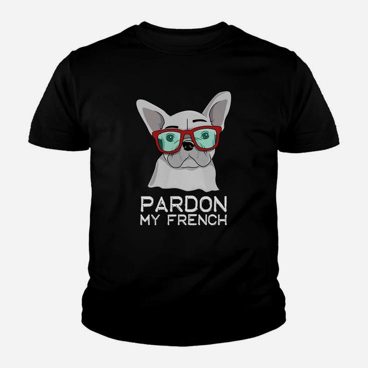 Pardon My French Bulldog Cute White Frenchie Dog Kid T-Shirt