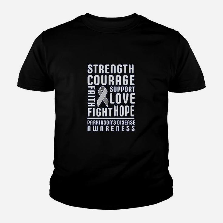 Parkinson Disease Awareness Strength Courage And Support Kid T-Shirt
