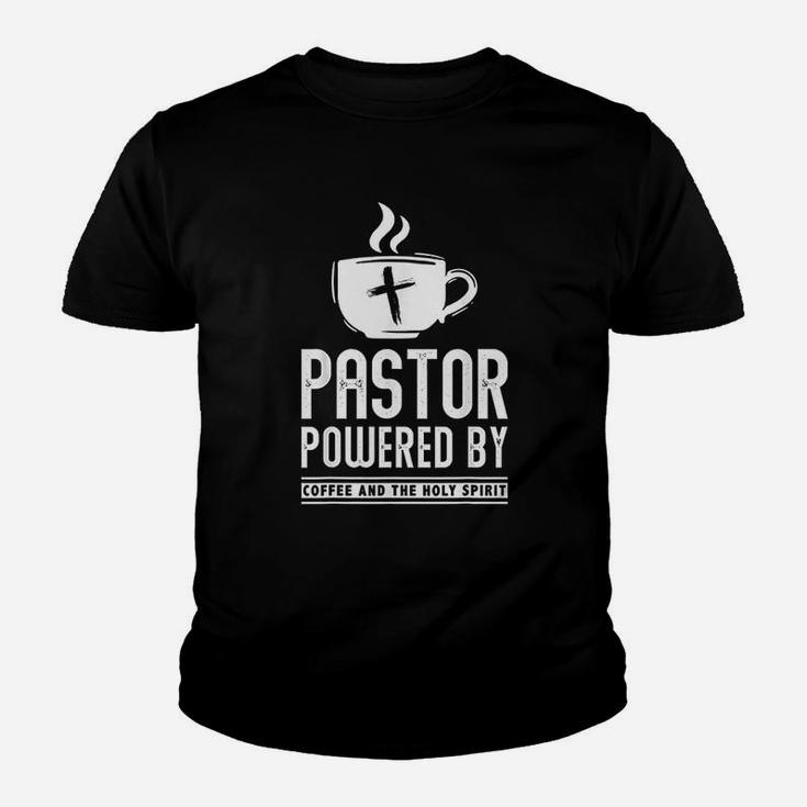 Pastor Powered Coffee And The Holy Spirit Funny Pastor Gift Kid T-Shirt