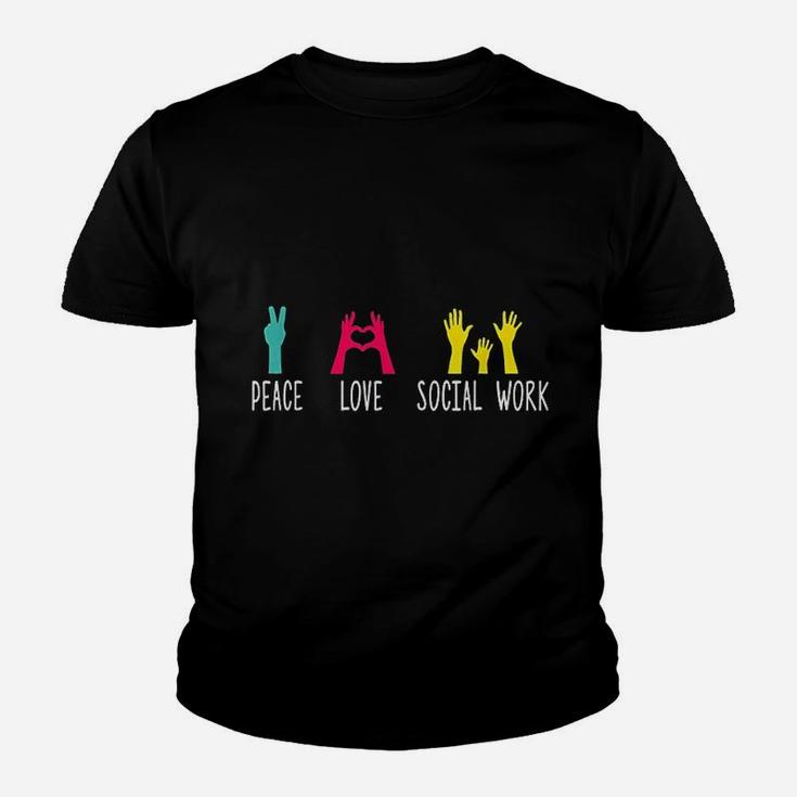 Peace Love Social Work Social Worker Job Pride Gift Kid T-Shirt