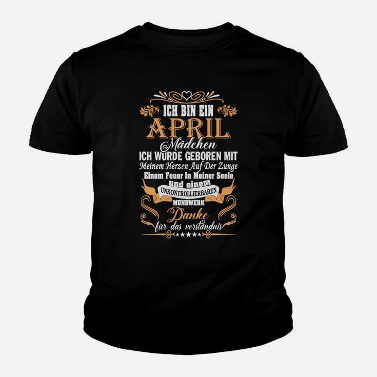 Personalisiertes April Mädchen Kinder Tshirt mit Geburtsmonat Spruch