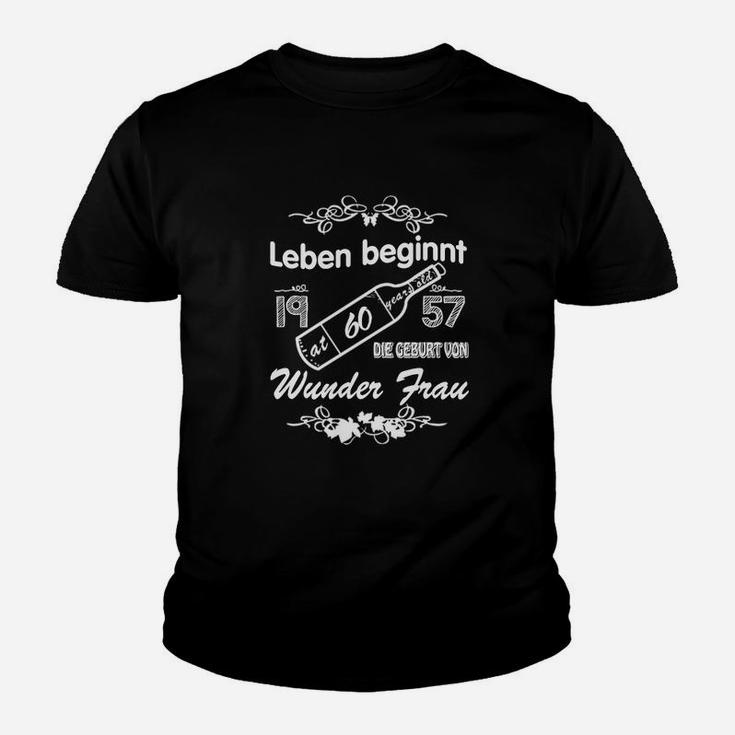 Personalisiertes Geburtstags-Kinder Tshirt, Leben Beginnt mit 60, Wunder Frau Design