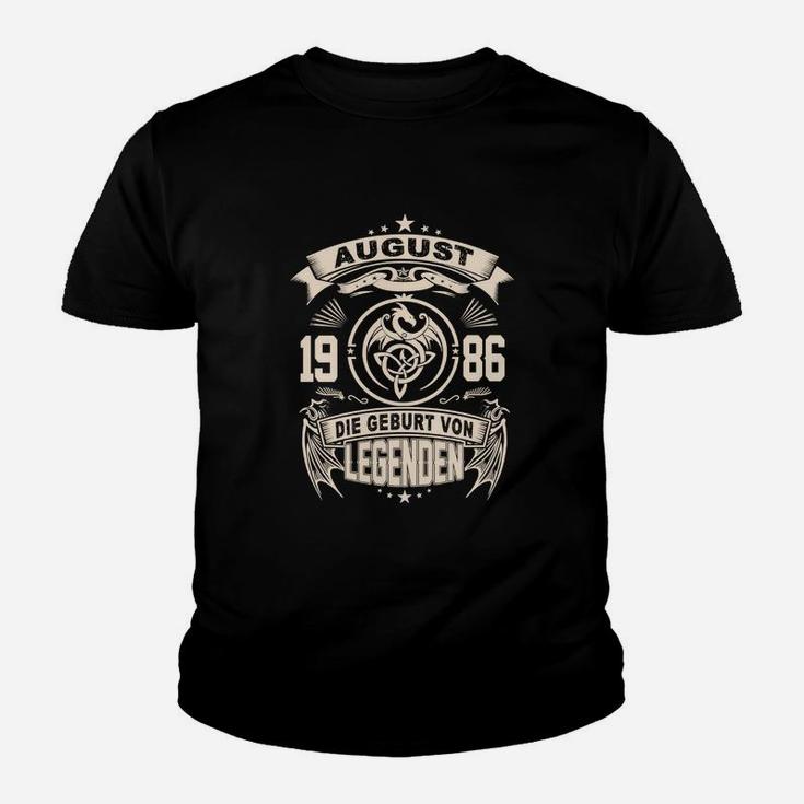 Personalisiertes Kinder Tshirt Legenden Geboren im August 1986, Einzigartiges Design