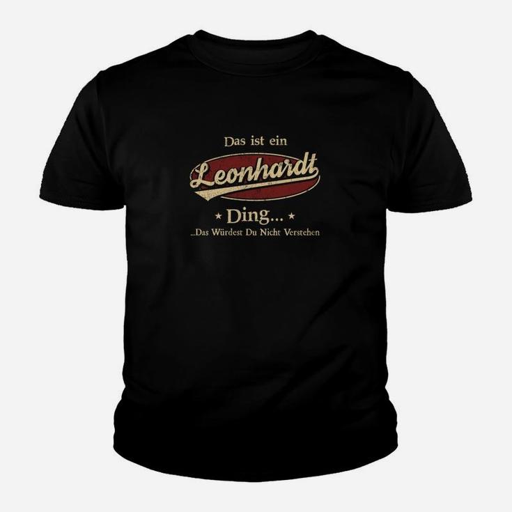 Personalisiertes Leonhard Kinder Tshirt mit Spruch Das ist ein Leonhard Ding Schwarz