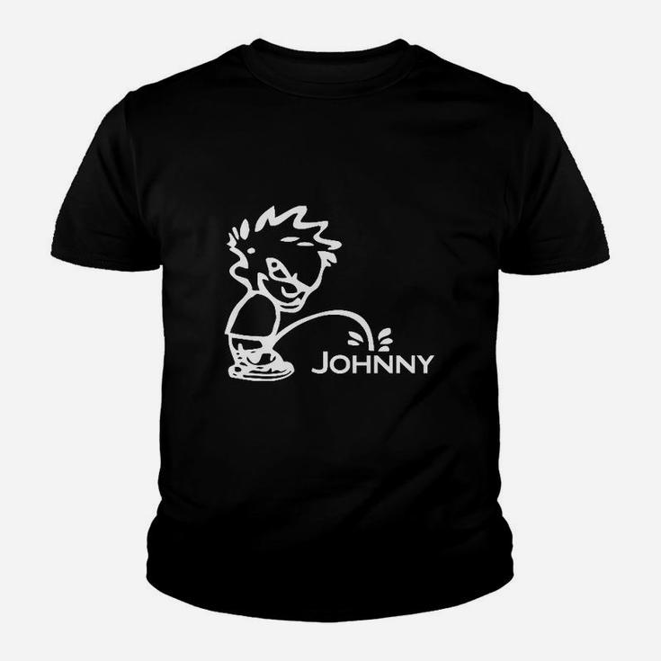 Personalisiertes Surfer-Design Kinder Tshirt 'Johnny' in Schwarz, Surfer-Stil Kinder Tshirt