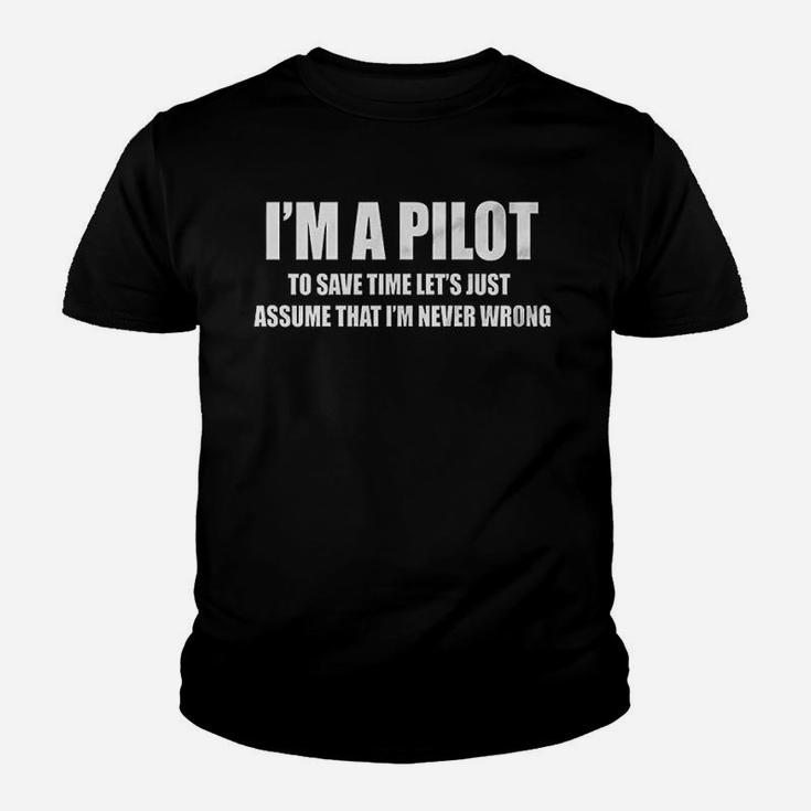 Pilot Aviation Flight School Airplane Funny Kid T-Shirt