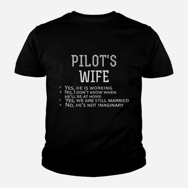 Pilots Wife Checklist Funny Husband Working Kid T-Shirt