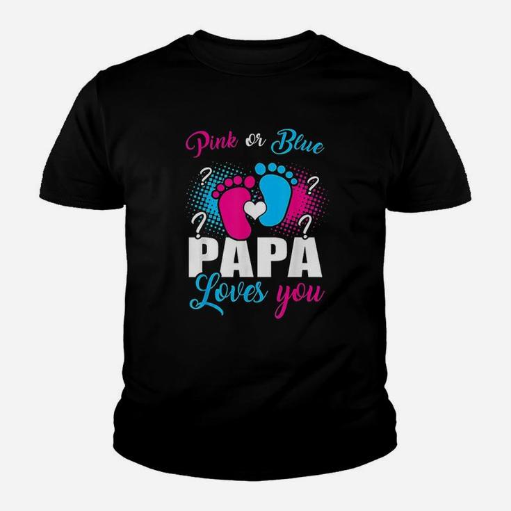 Pink Or Blue Papa Loves You Gender Baby Reveal Party Kid T-Shirt