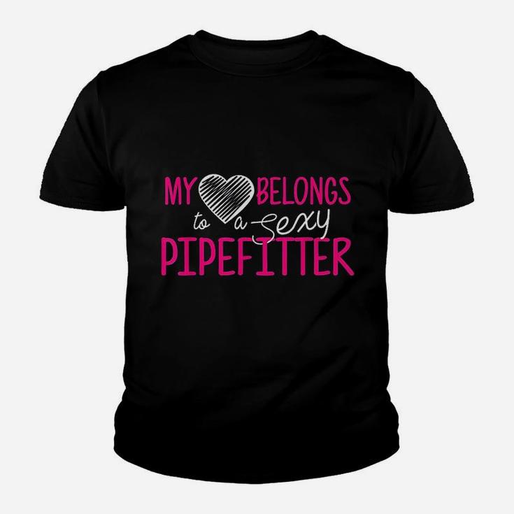 Pipefitter My Heart Belongs Pipefitter Wife Kid T-Shirt