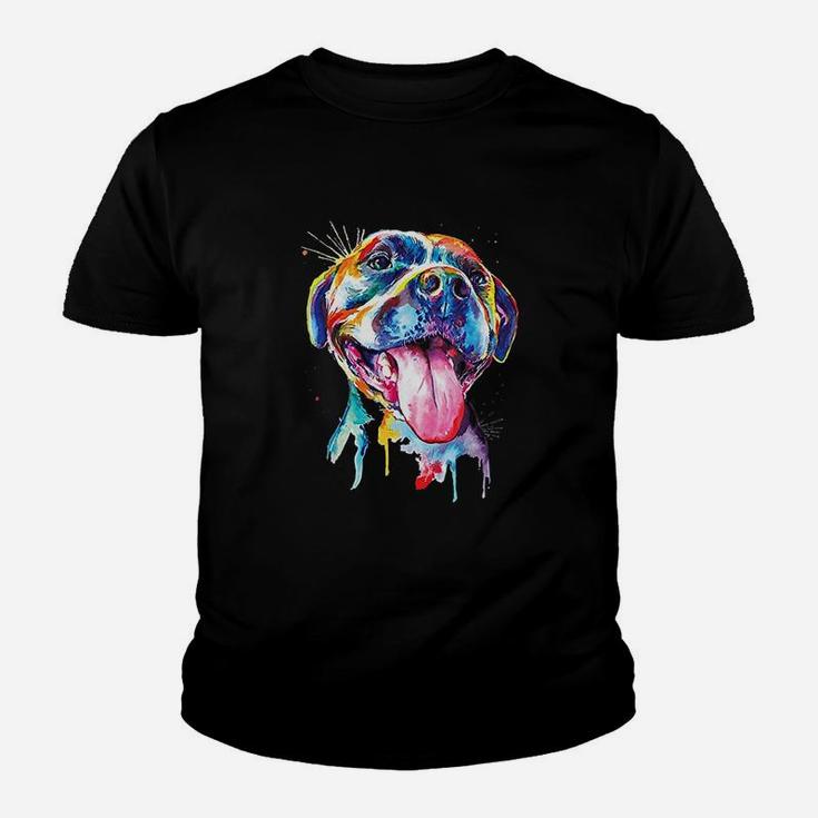 Pitbull Artistic Splash Art Animal Colorful Dog Breed Gift Kid T-Shirt