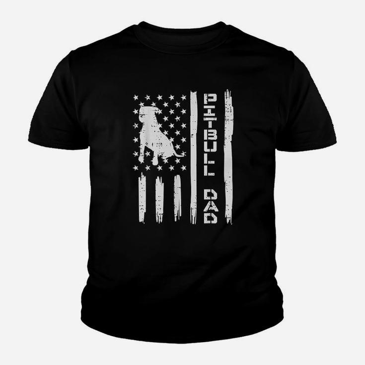 Pitbull Dad Flag Vintage Patriotic Dog Kid T-Shirt