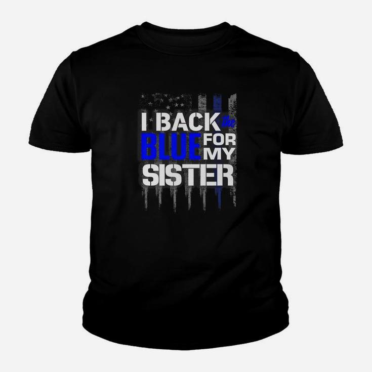 Police Blue Line Thin Blue Line Sister Kid T-Shirt