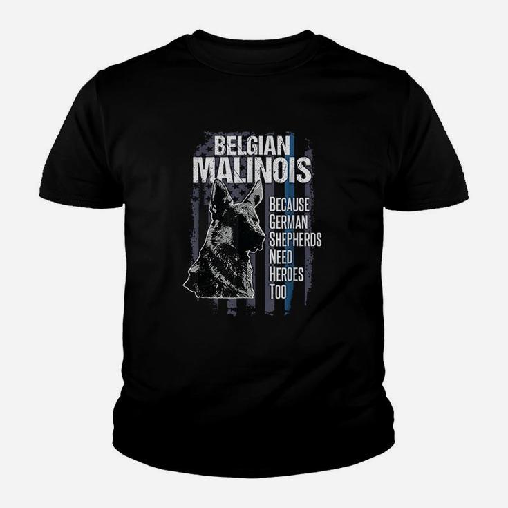 Police Dog Malinois Funny K9 Thin Blue Line Flag T Shirt Seseable UK