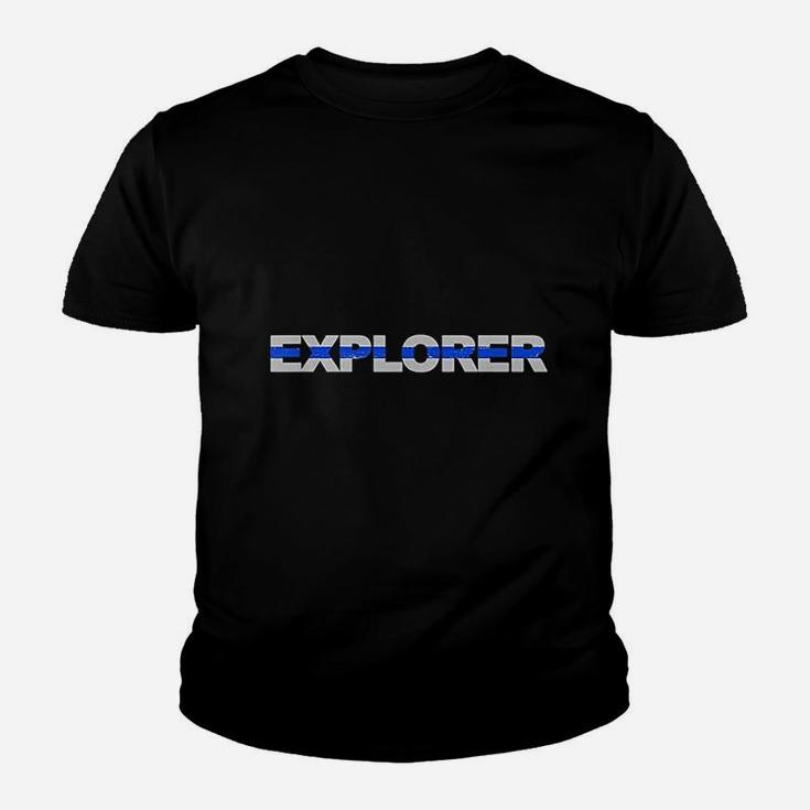 Police Explorer Thin Blue Line Law Enforcement Kid T-Shirt