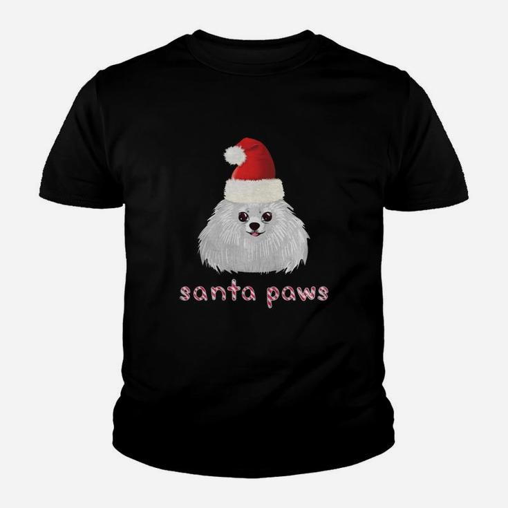 Pomeranian Puppy Santa Paws Pom Pomeranian Christmas Kid T-Shirt