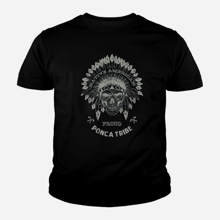 Ponca Tribe Native American Indian Respect Skull Design Kid T-Shirt