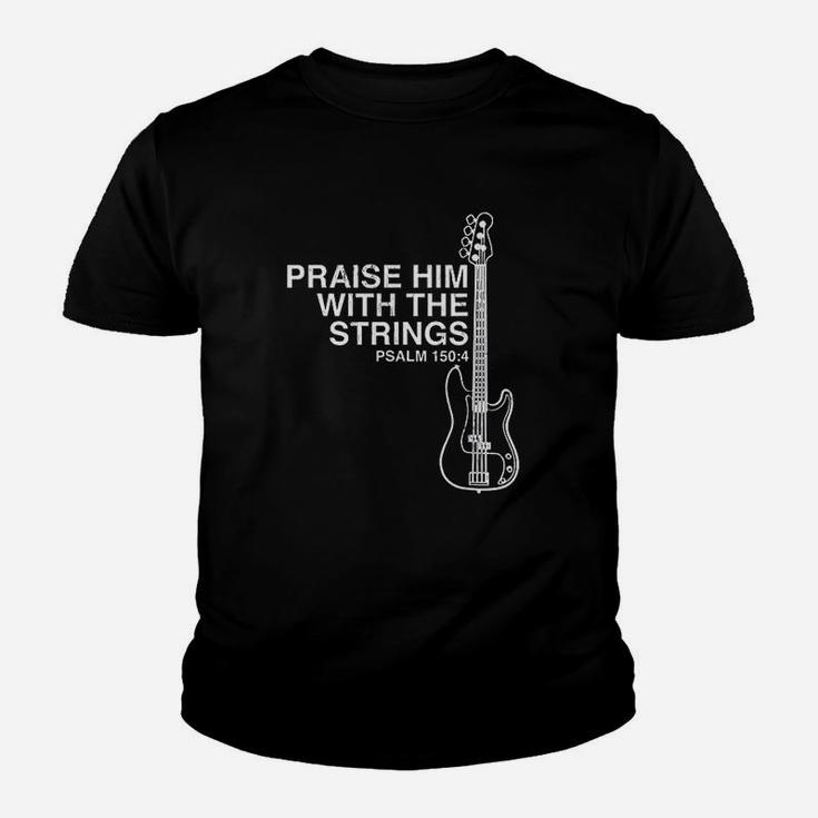Praise Him Christian Bass Player Distressed Design Kid T-Shirt