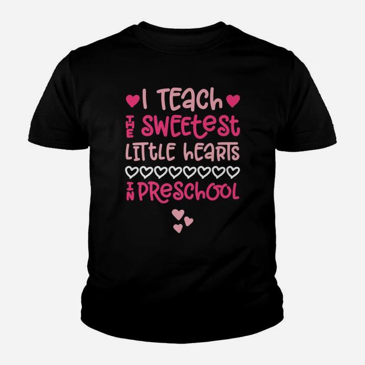Preschool Teacher Valentine Cute Pink Hearts Teach Kid T-Shirt