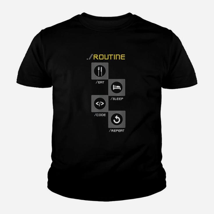 Programmers Developers Routine Funny Eat Sleep Code Repeat Kid T-Shirt