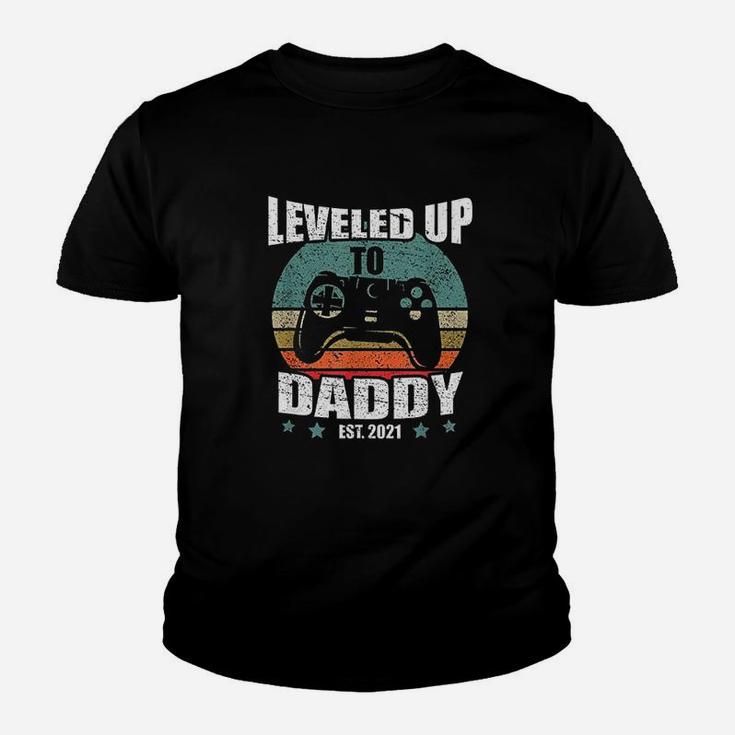 Promoted To Dad Funny Leveled Up To Daddy Est 2021 Kid T-Shirt