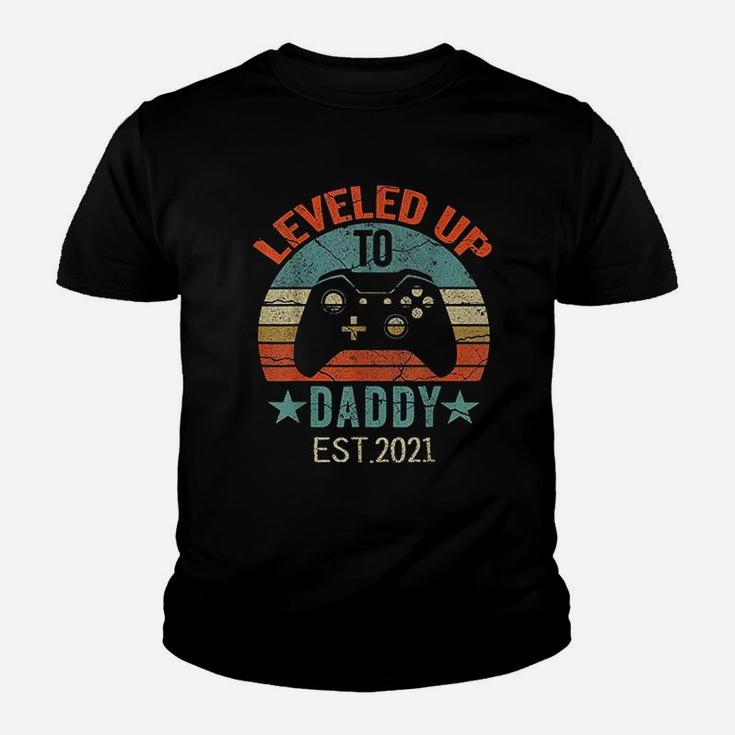 Promoted To Daddy Est Vintage Men Leveled Up To Dad Kid T-Shirt
