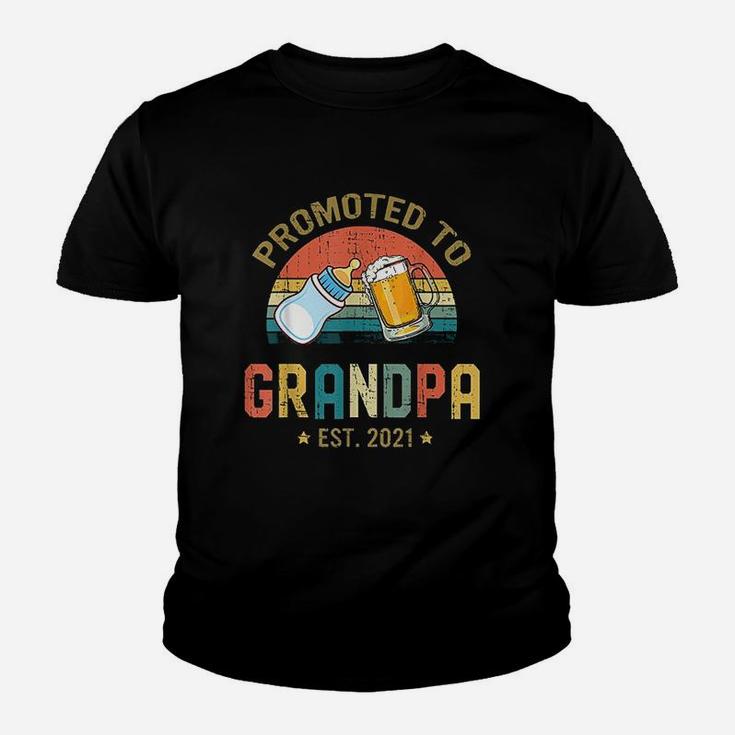 Promoted To Grandpa Est 2021 Vintage Fathers Day Kid T-Shirt