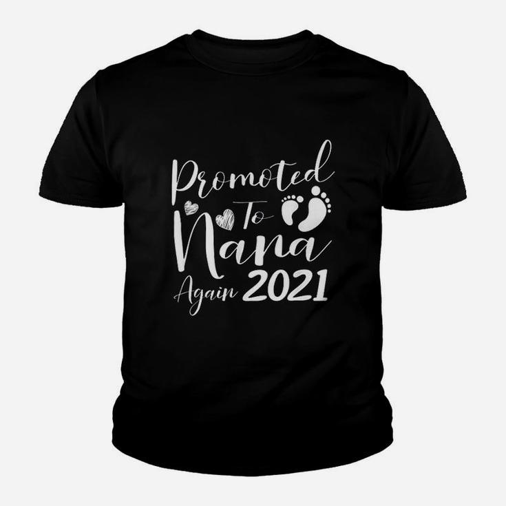 Promoted To Nana Again 2021 Grandma Baby Announcement Gift Kid T-Shirt