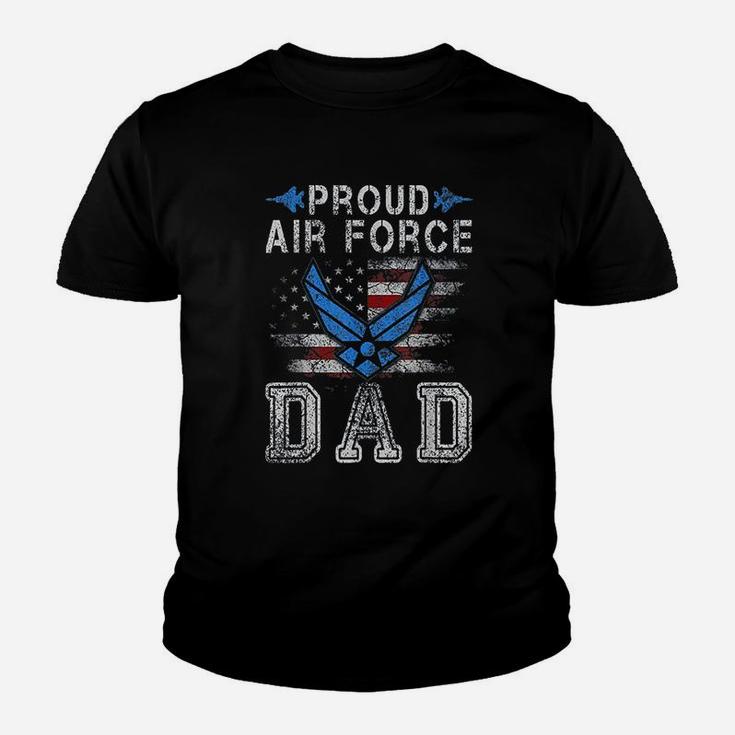 Proud Air Force Dad Military Veteran Pride Us Flag Kid T-Shirt