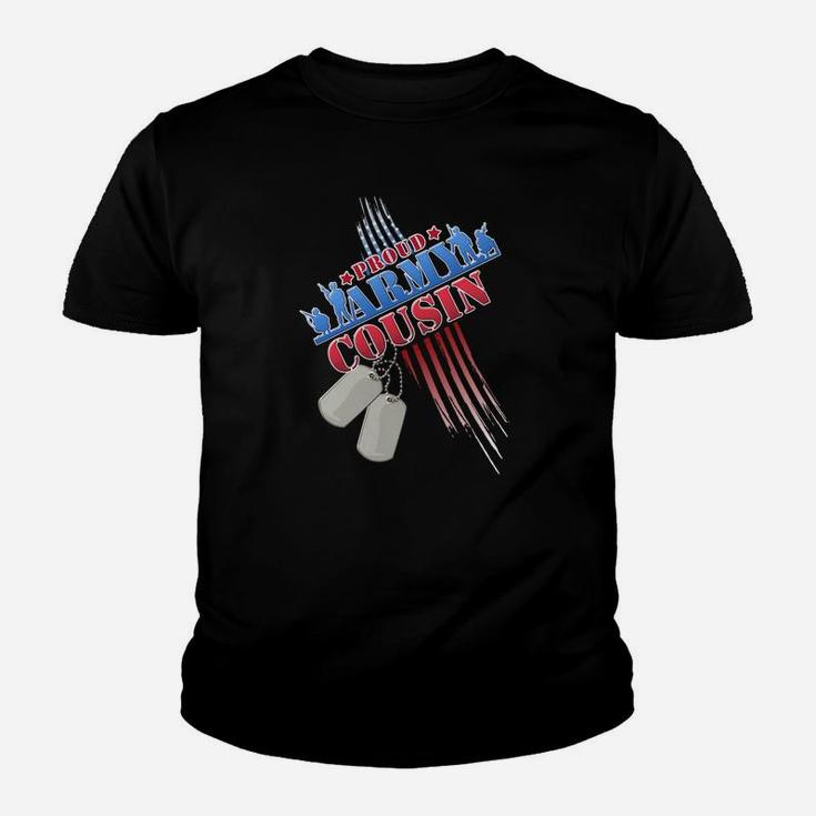 Proud Army Cousin Patriotic Usa Flag Dog Tag Kid T-Shirt