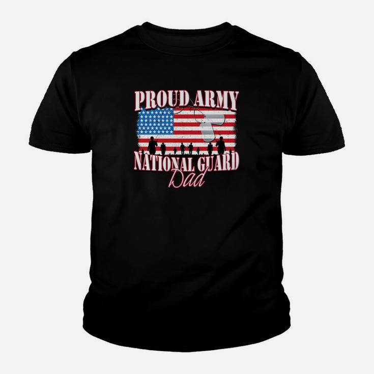 Proud Army National Guard Dad Dog Tag Flag Shirt Fathers Day Kid T-Shirt
