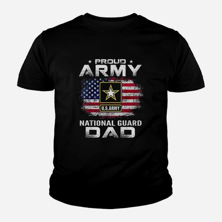 Proud Army National Guard Dad With American Flag Gift Kid T-Shirt