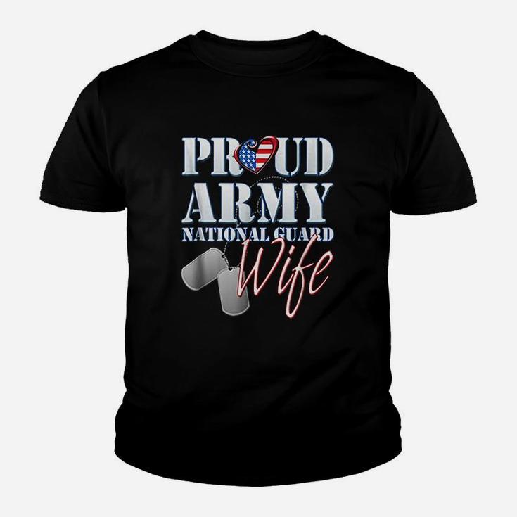 Proud Army National Guard Wife Usa Heart Flag Kid T-Shirt