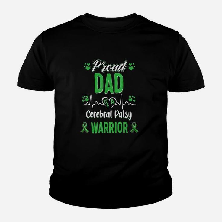 Proud Dad Cerebral Palsy Warrior Awareness Ribbon Green Kid T-Shirt