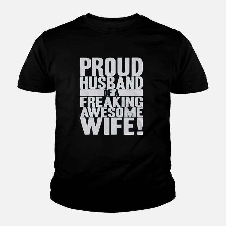 Proud Husband Of A Freaki Awesome Wife Funny Valentines Day Kid T-Shirt