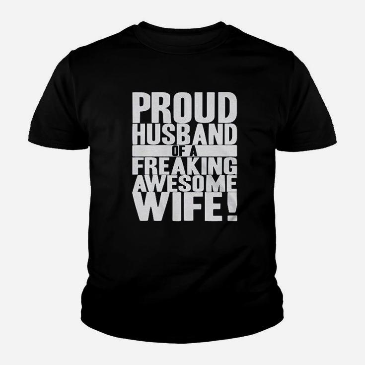 Proud Husband Of A Freaking Awesome Wife Funny Valentines Day Kid T-Shirt