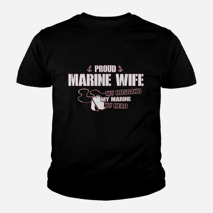Proud Marine Wife My Husband Kid T-Shirt