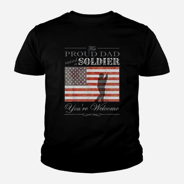 Proud Military Dad American Flag Kid T-Shirt
