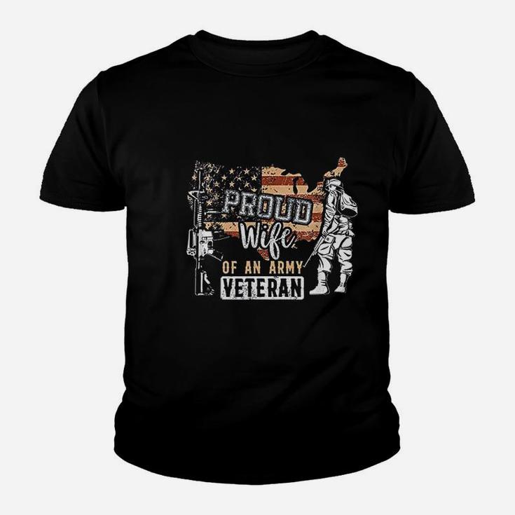 Proud Wife Of An Army Veteran Military Veterans Gifts Kid T-Shirt