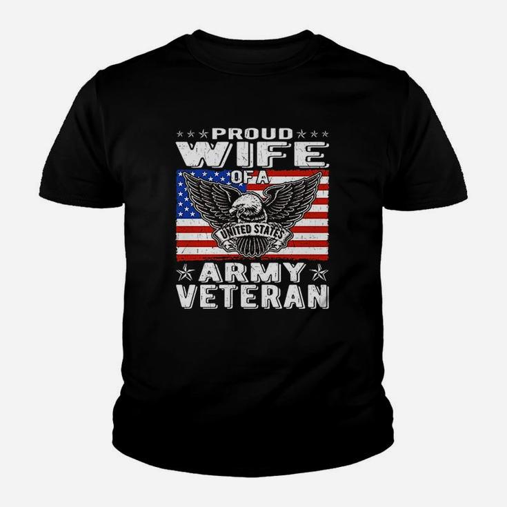 Proud Wife Of Us Army Veteran Patriotic Military Kid T-Shirt