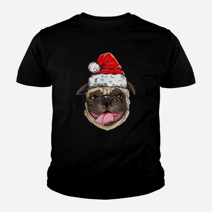 Pug Christmas Dog Santa Kid T-Shirt