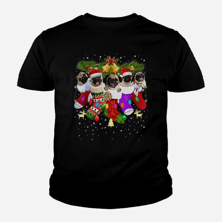 Pug Christmas Socks Funny Xmas Vintage Kid T-Shirt