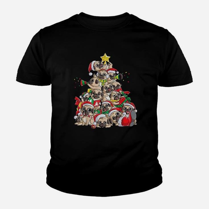 Pug Christmas Tree Dog Santas Kid T-Shirt