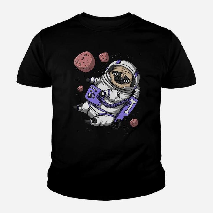 Pug Dog Astronaut Pet Funny Space Kid T-Shirt
